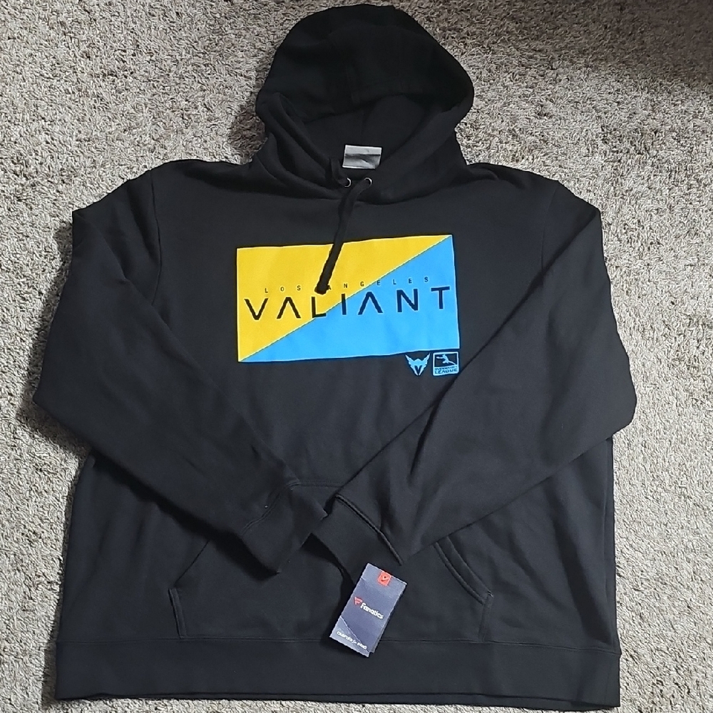 Valiant Black Hoodie with Blue and Yellow Design NEW!!